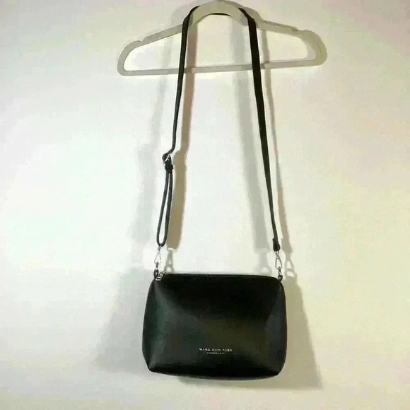 MARC New York Andrew Marc black faux leather hand bag purse P1 - Picture 1 of 13